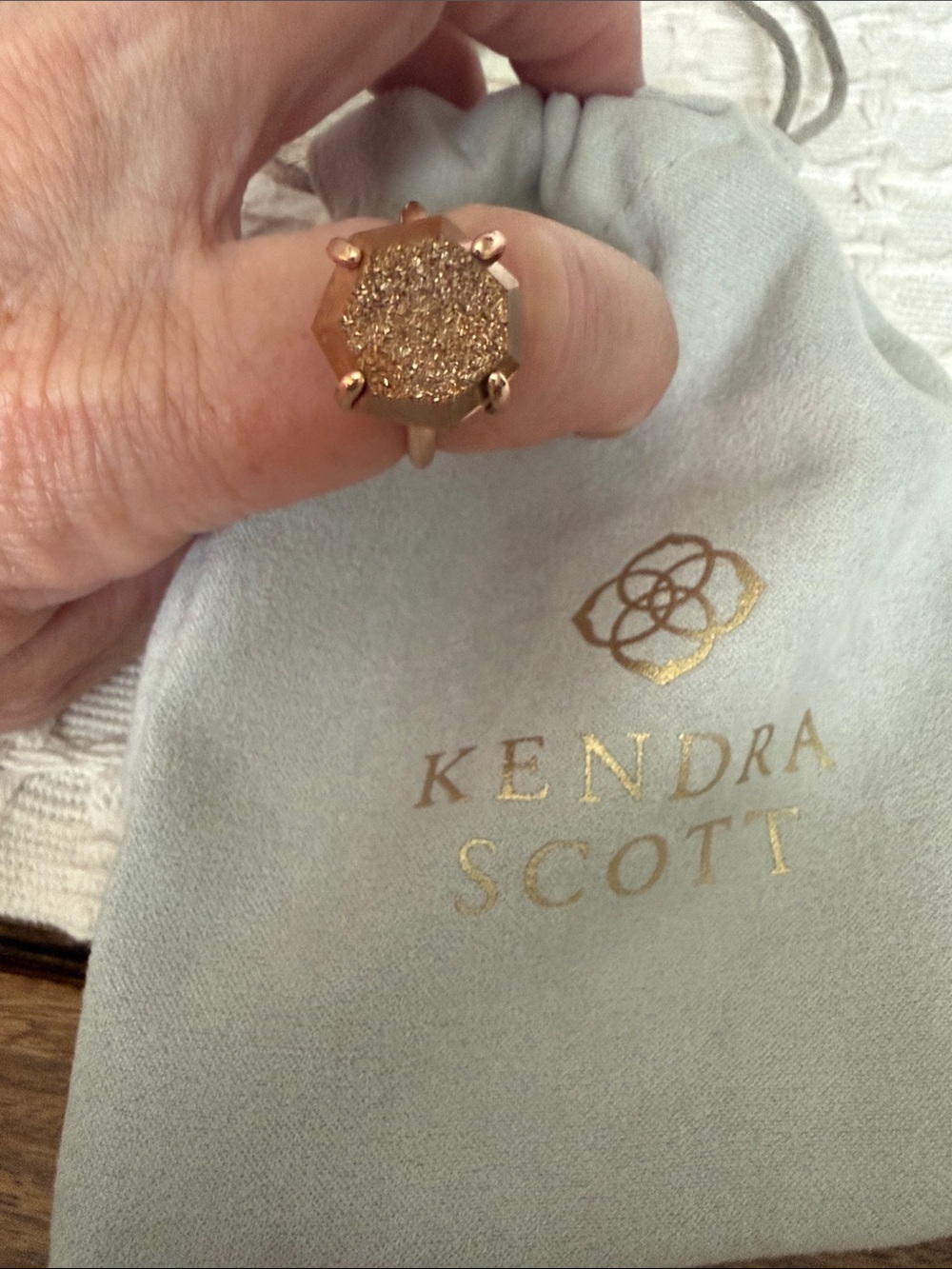 Kendra Scott Rose Gold Sparkle Druzy Hex Ring